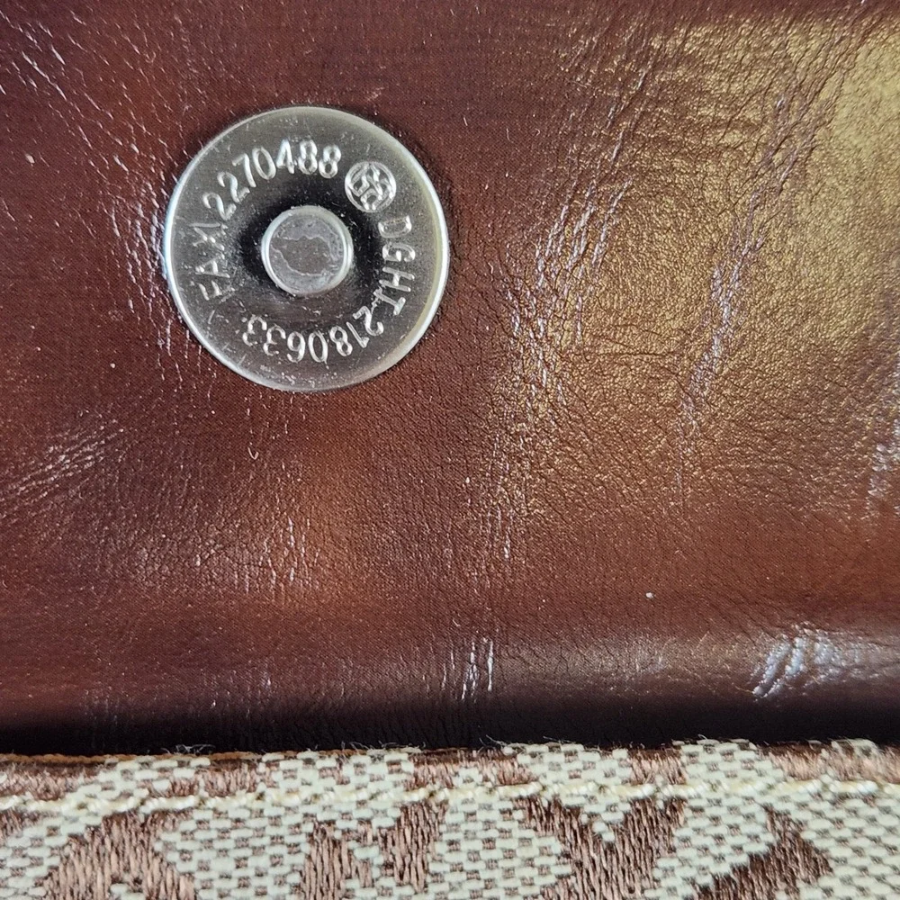 Vtg Etienne Aigner Monogram Tote‎ Travel Bag Brown Leather Trim Lg Logo Satchel